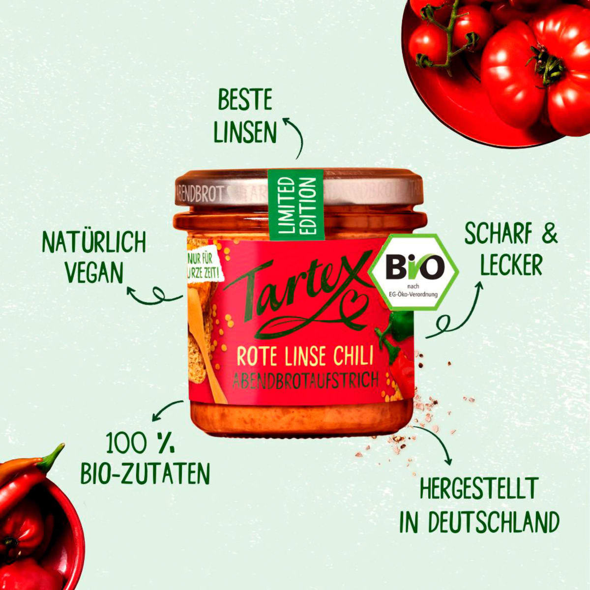 Brotaufstrich Rote Linsen Chili, 140 g