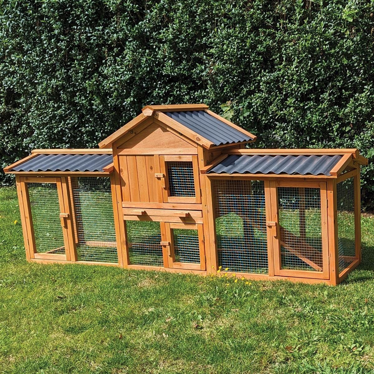 Zoo-XXL Kleintierstall Kaninchenstall Picasso Natur mit PVC Welldach