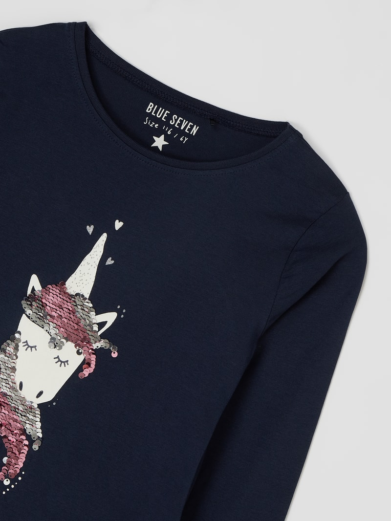 Longsleeve mit Wendepailletten in marineblau