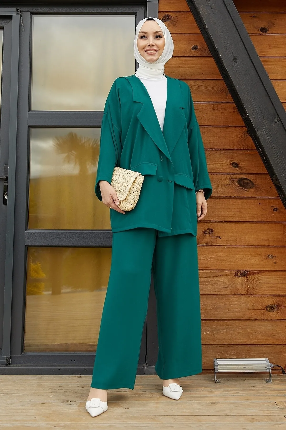 InStyle  Lika Oversize-Anzug mit Jacke – Smaragdgrün