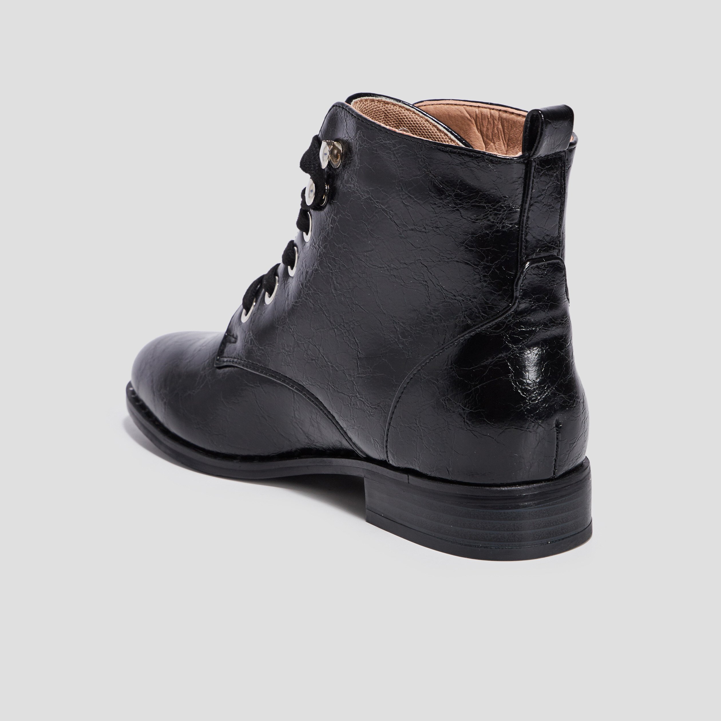 Bottines à lacets vernies noir femme | La Halle