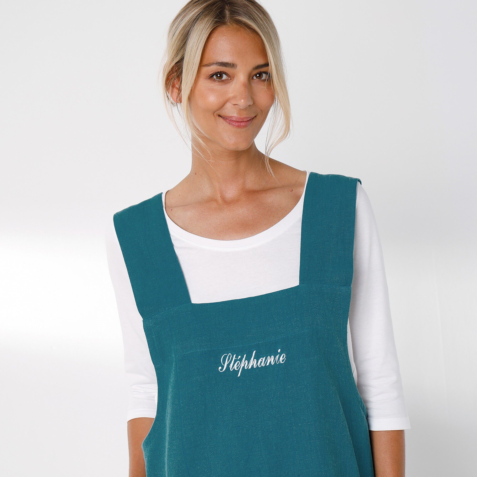 Tablier de cuisine japonais coton et lin uni personnalisable