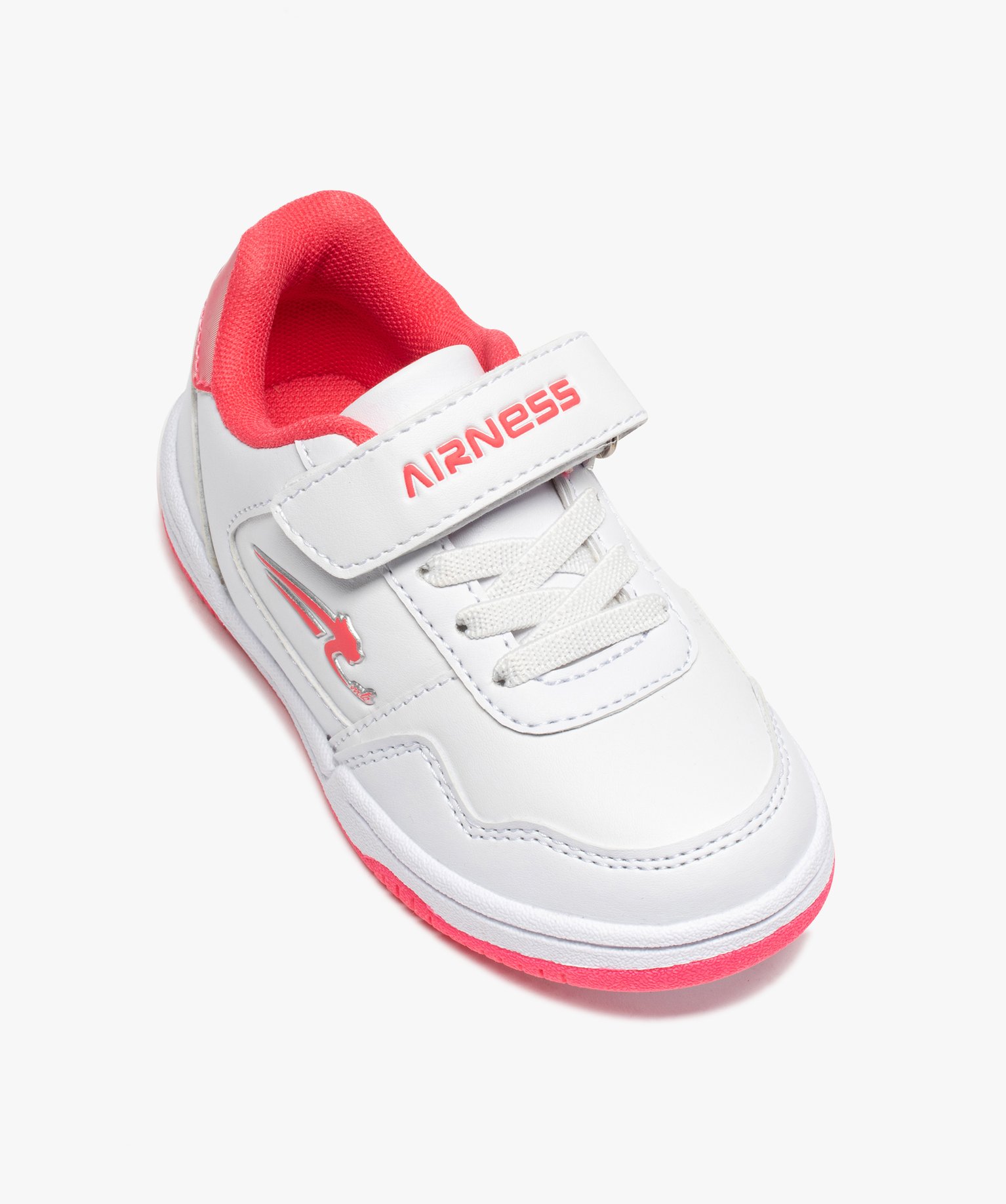 Baskets fille bicolores à lacets et scratch - Airness blanc | GEMO