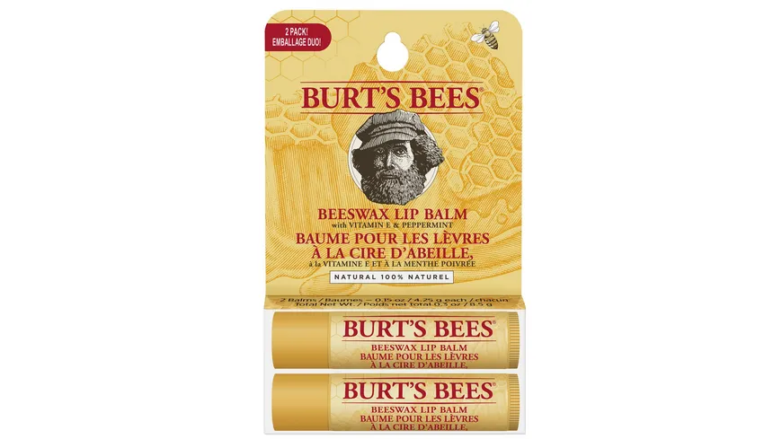 BURT'S BEES Moisturising Lip Balm Duo Beeswax 8.6 g