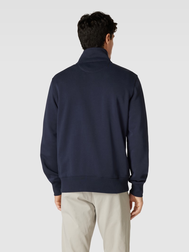 Regular Fit Sweatjacke mit Label-Stitching in marineblau
