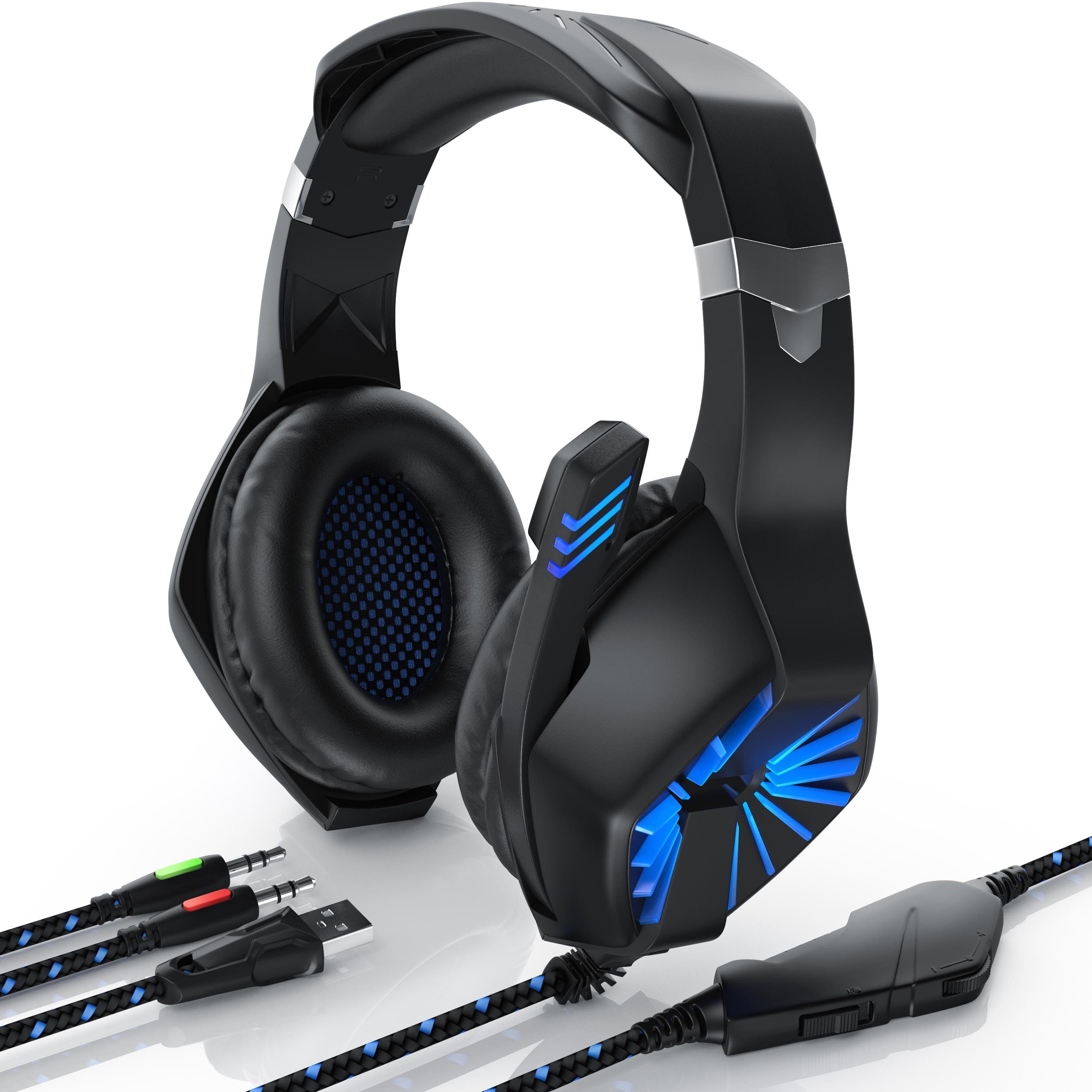 CSL Gaming-Headset (GHS-102 USB Kopfhörer mit Mikrofon für Windows/Mac/Linux /PS4/PS4 Pro)