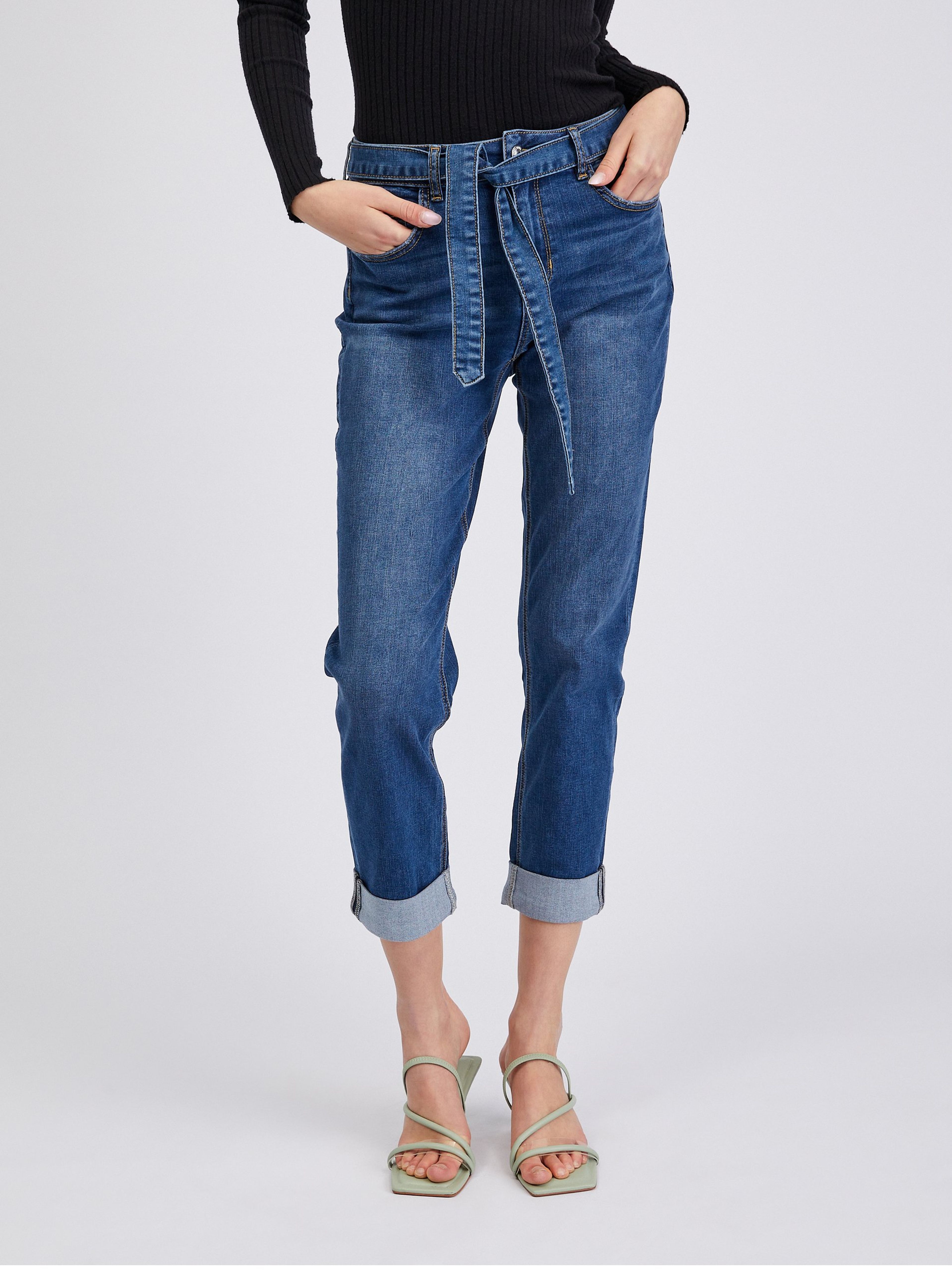 Dunkelblaue Damen-Cropped-Boyfriend-Jeans ORSAY