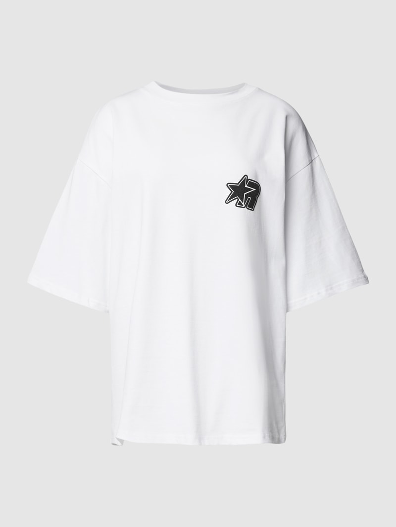 Oversized T-Shirt mit Label-Print in weiß