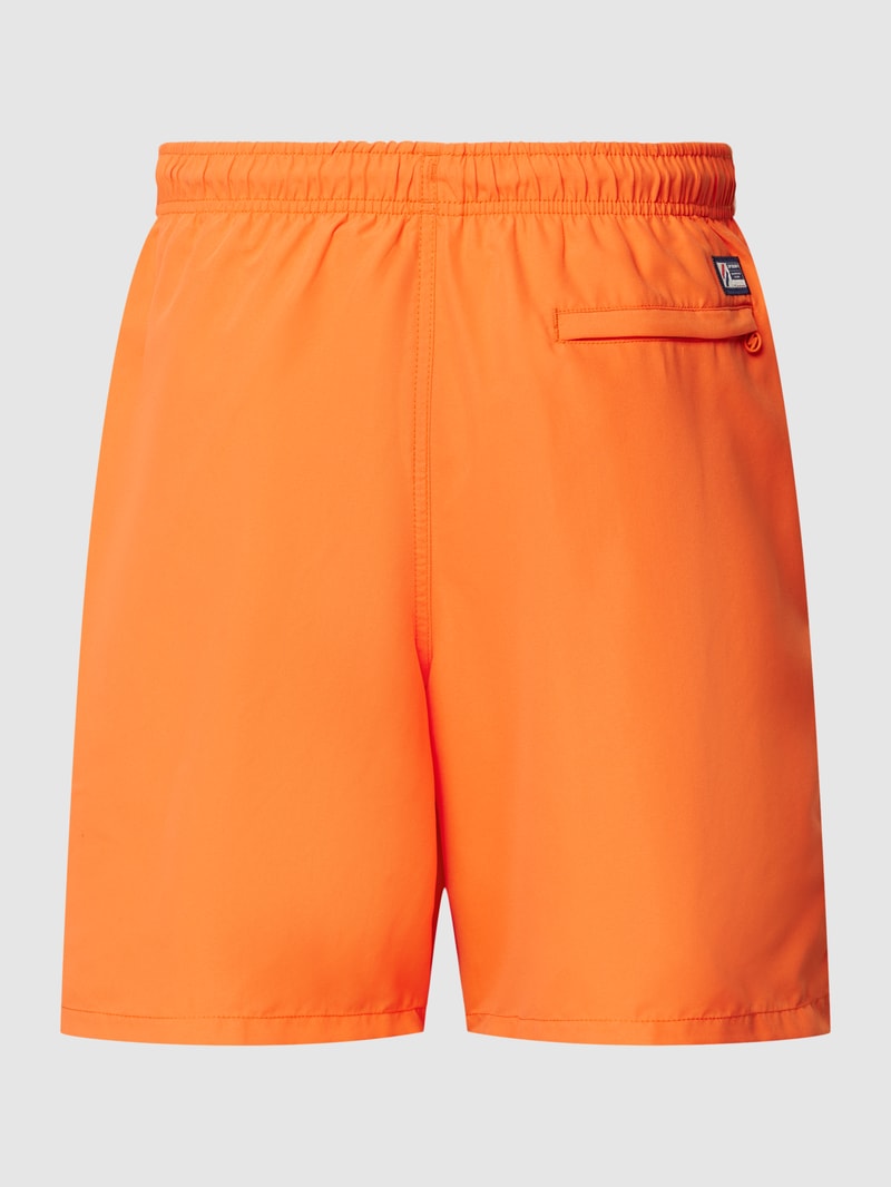 Badehose mit Label-Stitching Modell 'CODE' in orange