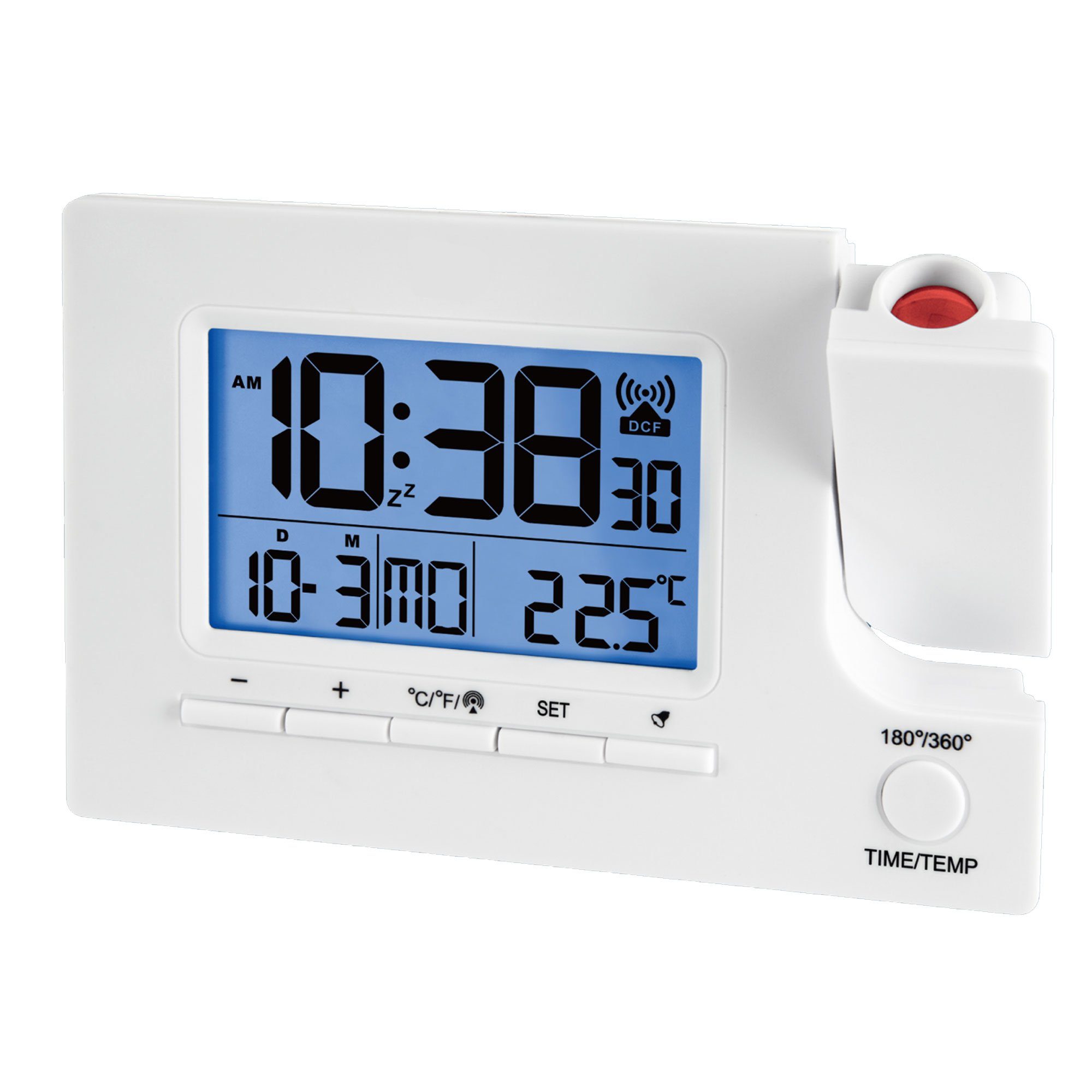 Miraval Funkwecker Funk-Projektionswecker Funkwecker Temperatur Funk-Projektionswecker mit Datumsanzeige Digital A Geräuschlos Digital