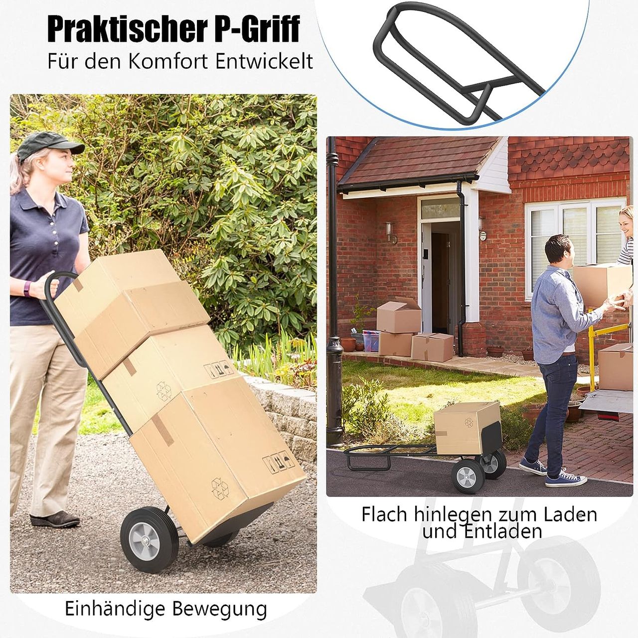Costway Sackkarre mit P-Griff, belastbar bis 300 kg