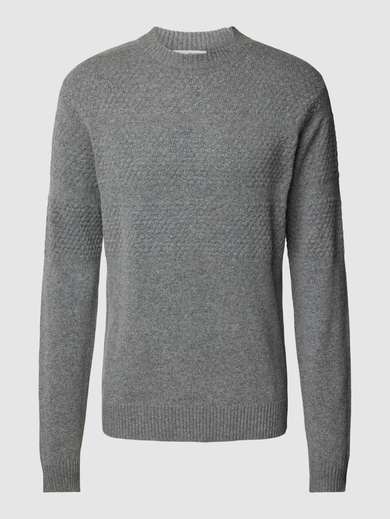 Strickpullover mit Rundhalsausschnitt Modell 'SKIPPER' in mittelgrau