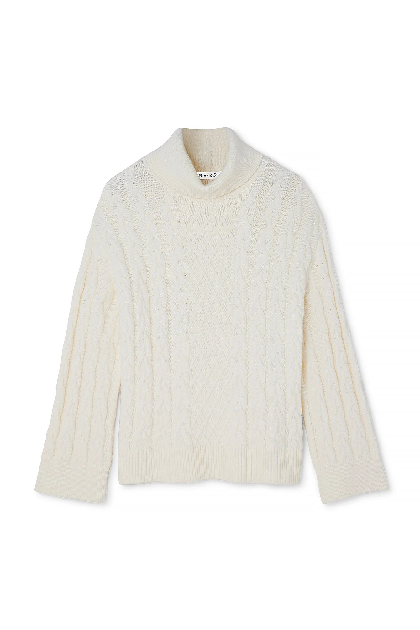 Strickpullover mit Rollkragen und Zopfmuster