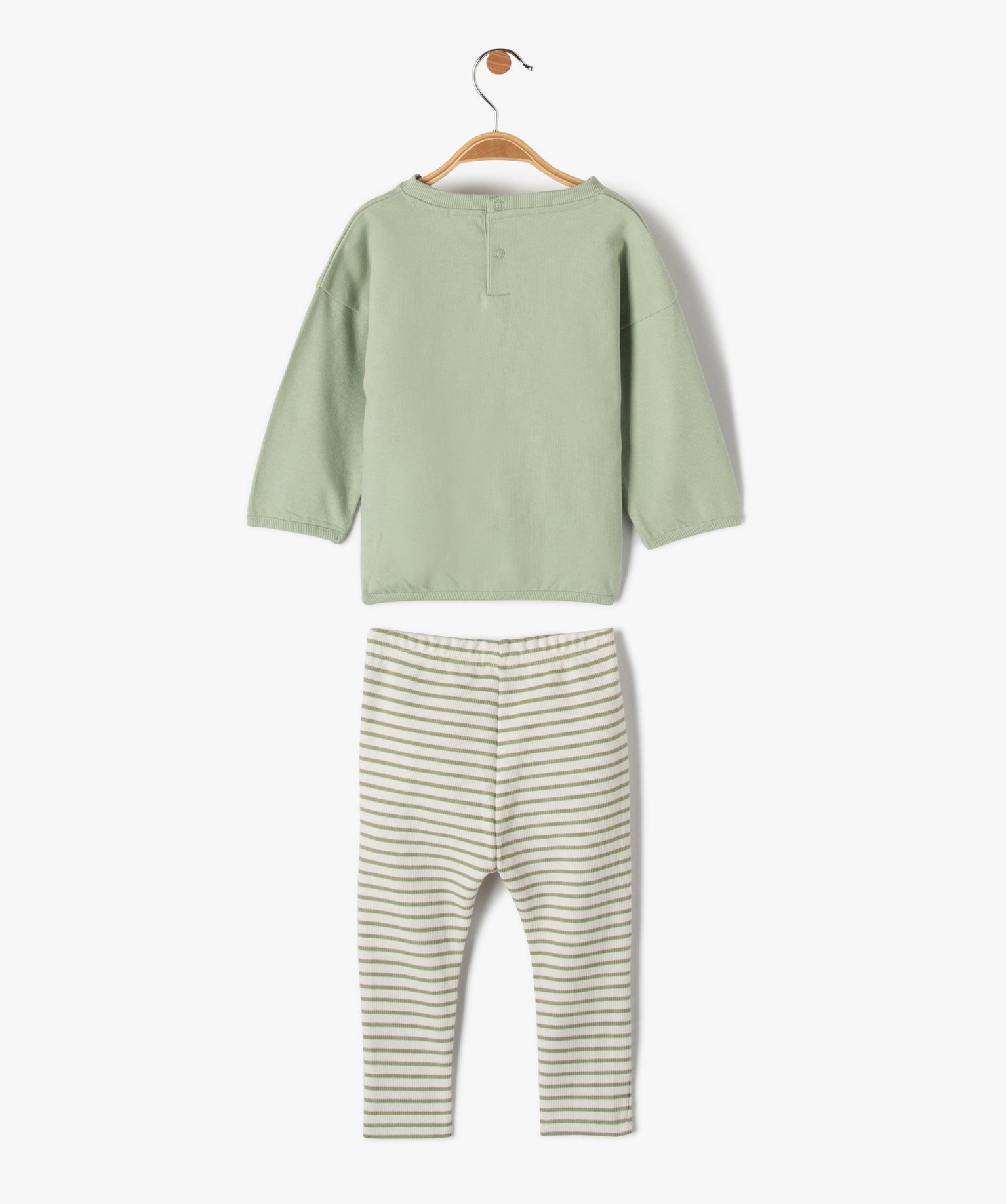 Ensemble bébé Garçon 2 pièces : sweat + pantalon en mail... vert clair | GEMO