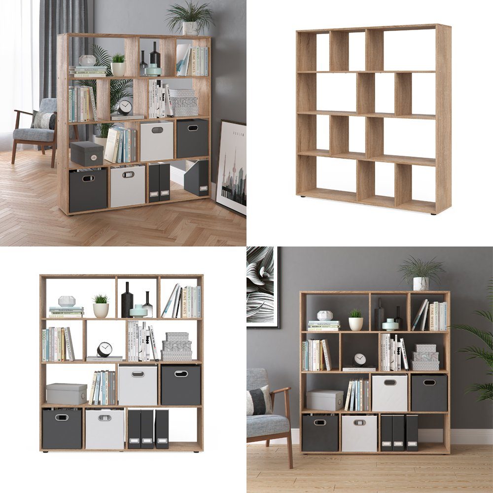 Vicco Raumteiler Bücherregal Standregal PILAR 12 Fächer Sonoma
