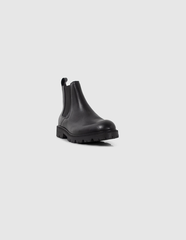 Chelsea boots noires en cuir semelles crantées Homme