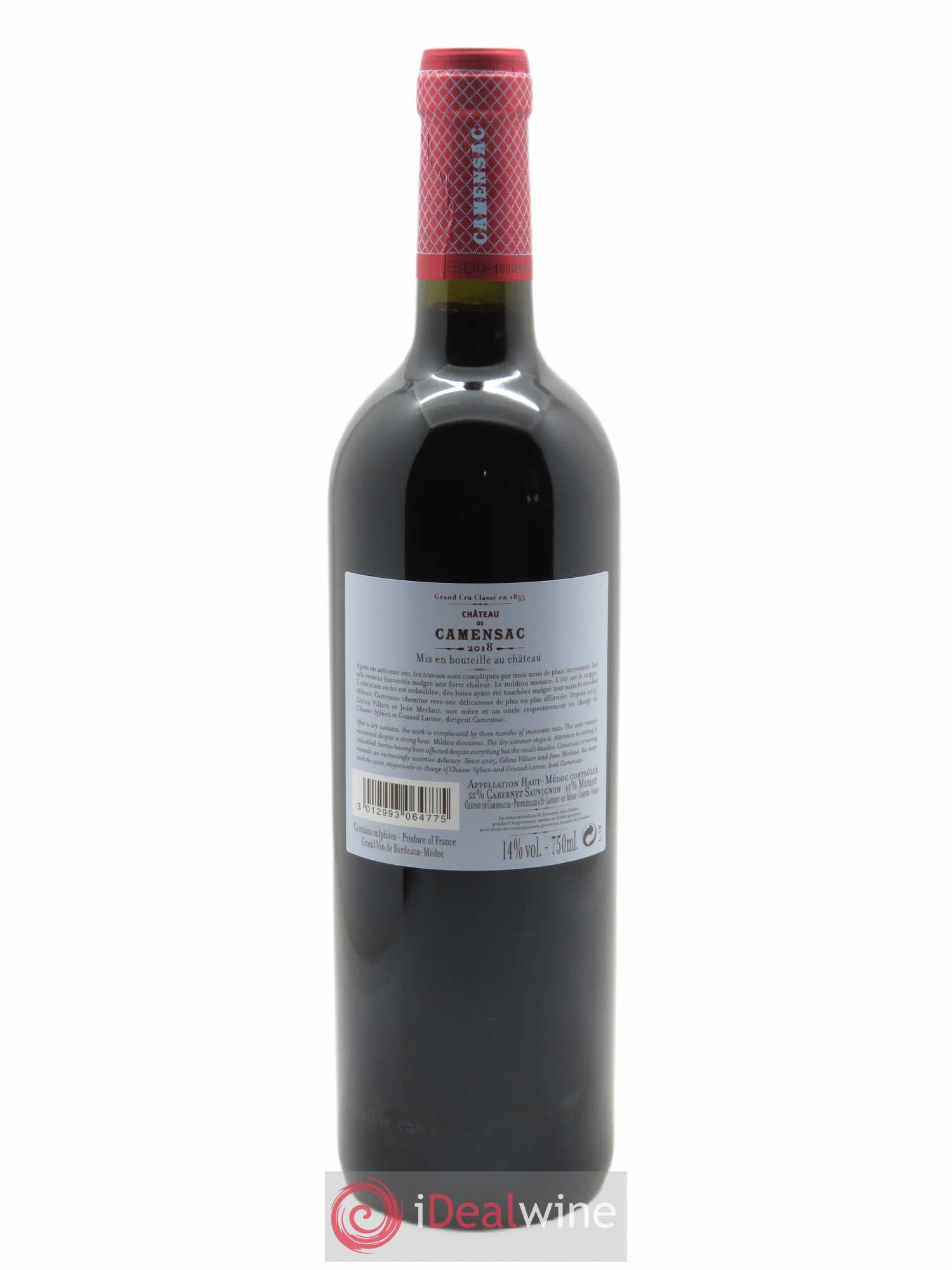 Château Camensac 5ème Grand Cru Classé (CBO à partir de 6 BTS) 2018 - Lot de 1 Bouteille