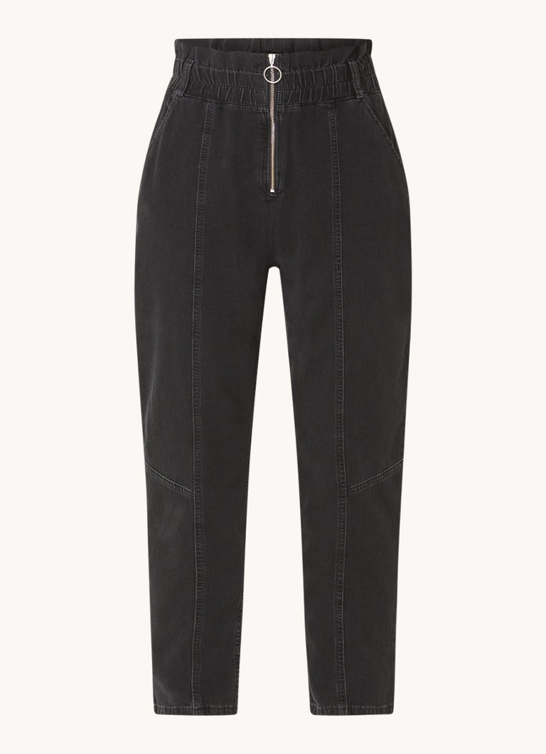 Blugi Ba&sh Mony cu toc înalt, crop, stil Mom Fit, cu buzunare subțiri
