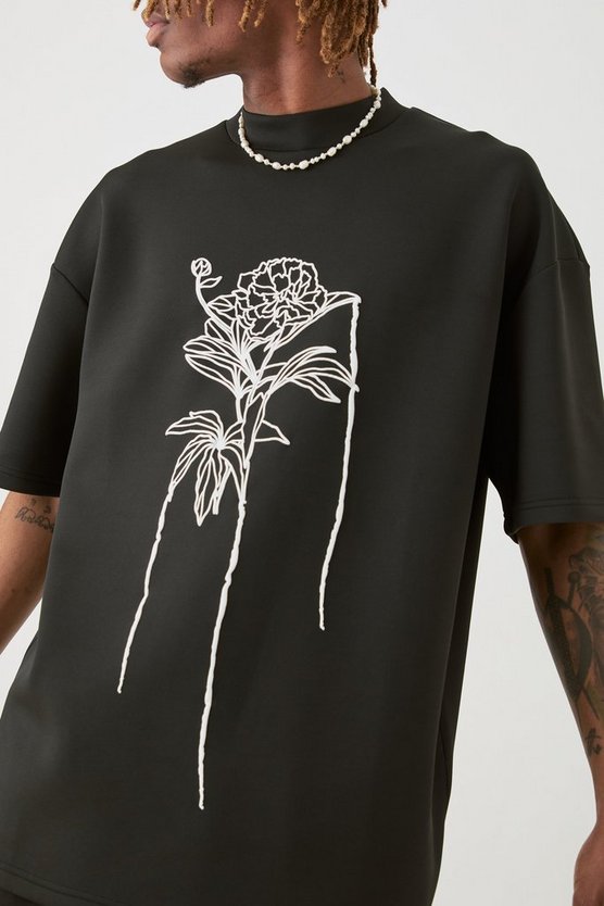 Tall florales Oversize Scuba T-Shirt
