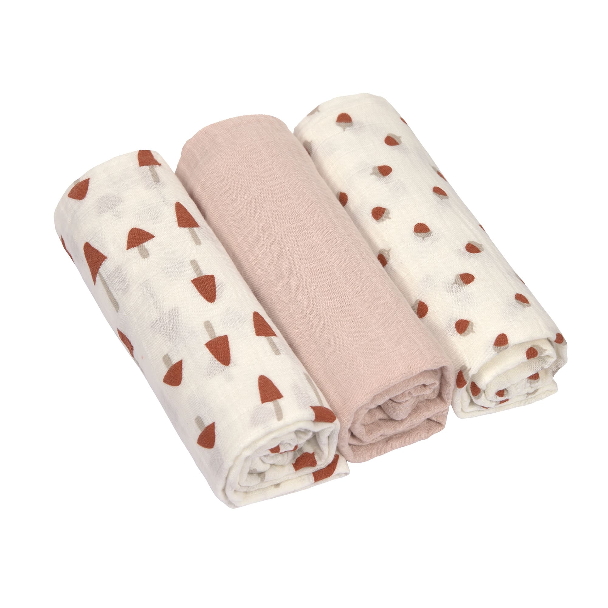Mulltücher (3 Stk) L - Little Forest, Powder Pink