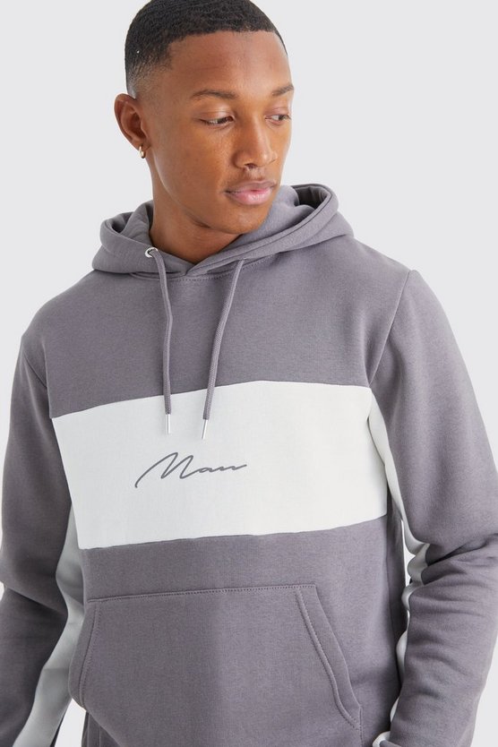 Slim-Fit Man Signature Colorblock Hoodie