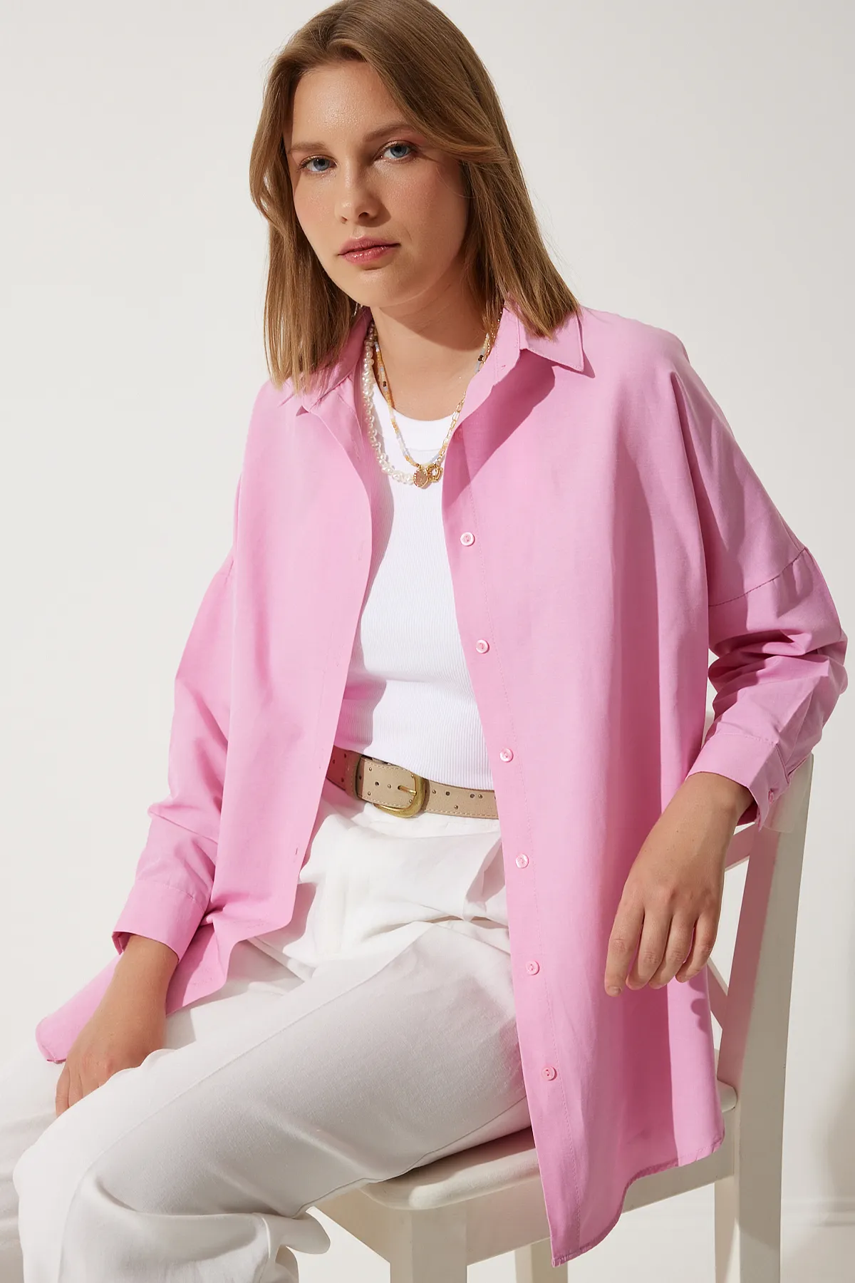 Happiness İstanbul  Hemd - Rosa - Oversized