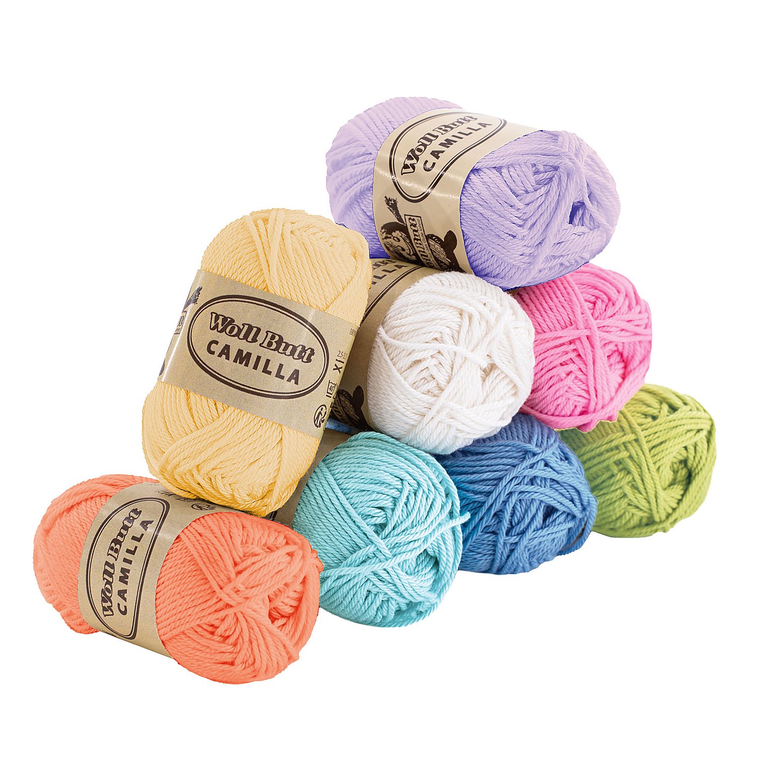 buttinette Woll Butt Camilla Mini-Knäuel, Pastellfarben
