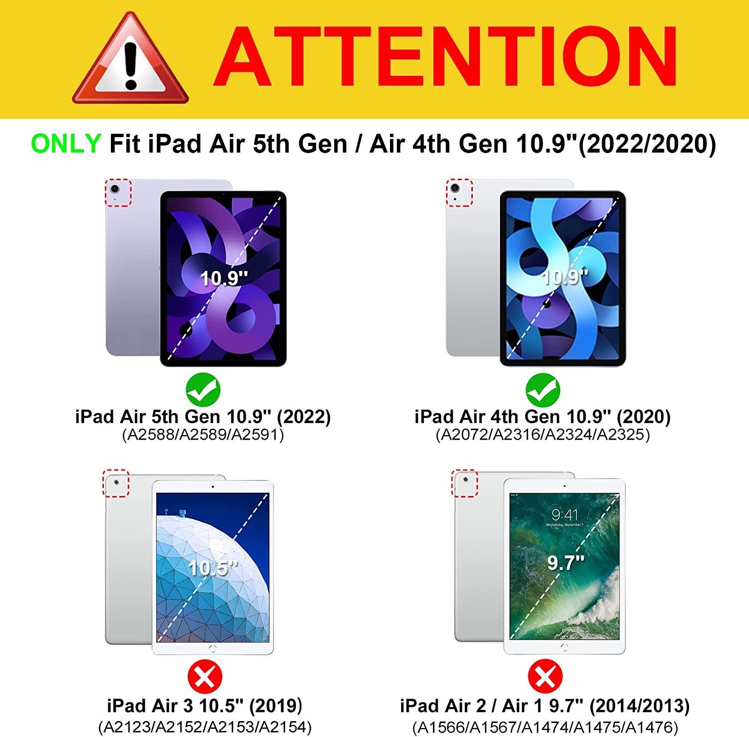 Fintie Tablet-Hülle Hybrid Hülle für iPad Air 5. Generation 2022 / iPad Air 4. Generation 2020 10.9 Zoll mit Stifthalter - Stoßfeste Schutzhülle mit transparenter Hartschale auf der Rückseite