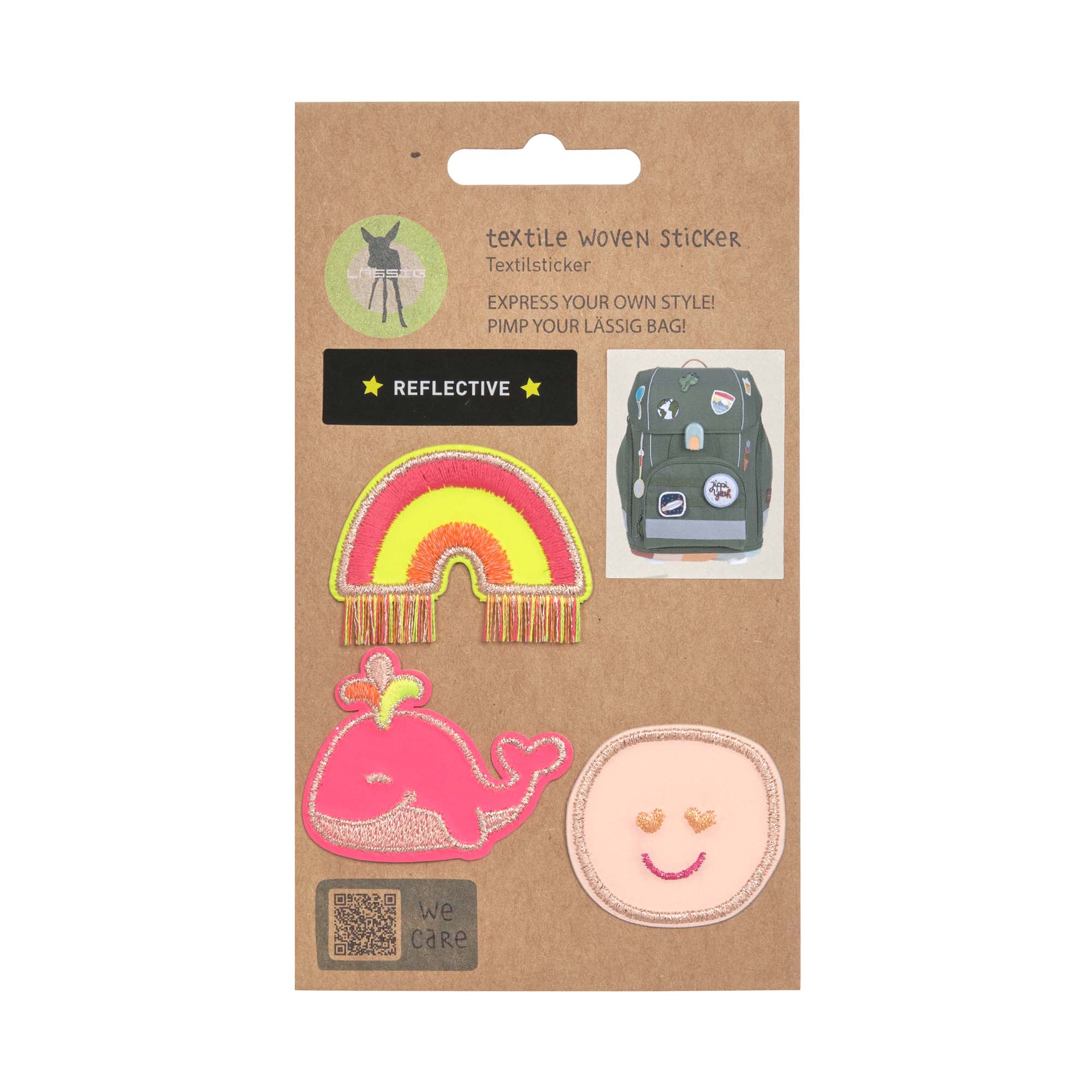 Textil-Sticker (3 Stk), Wal Pink