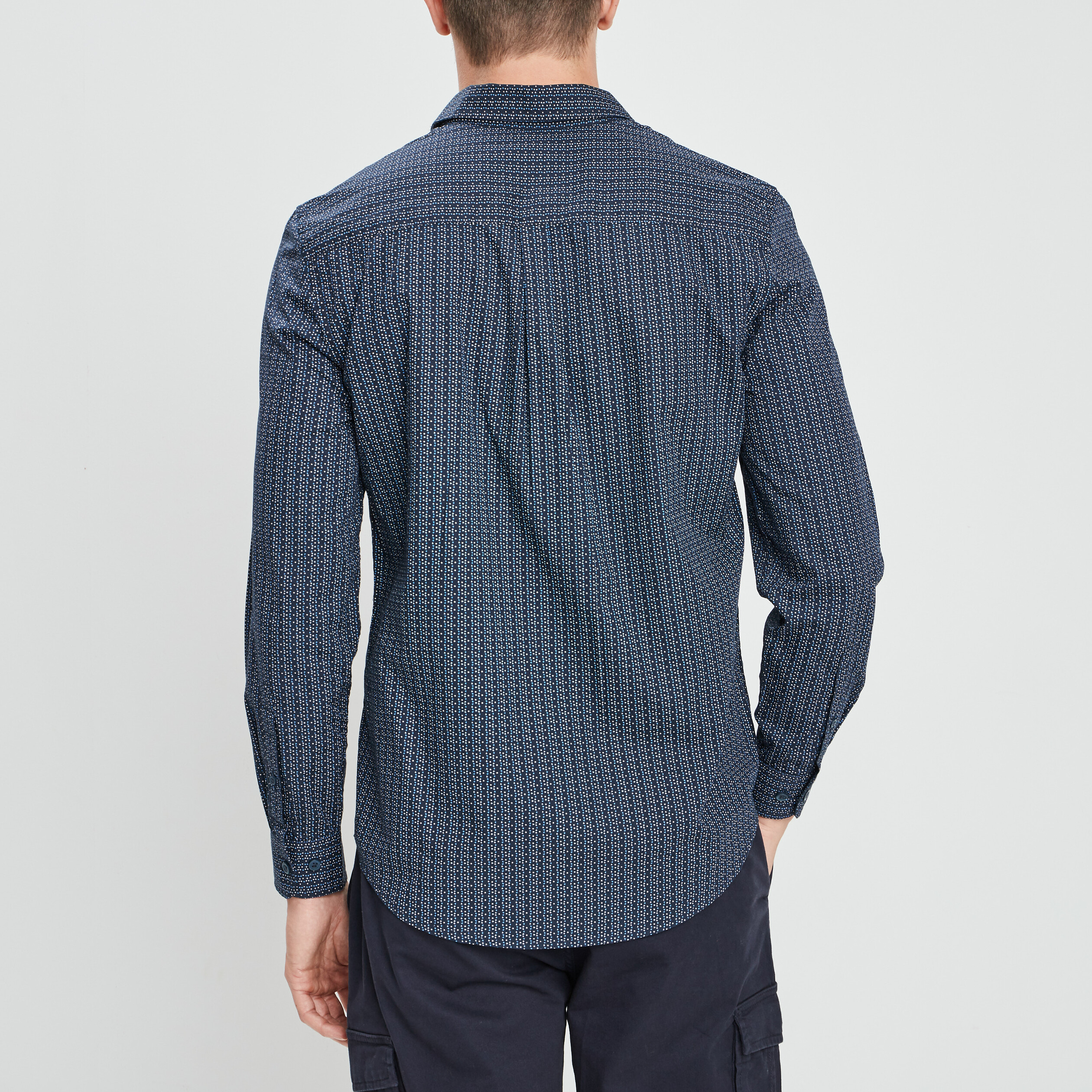 Chemise droite manches longues bleu homme | La Halle