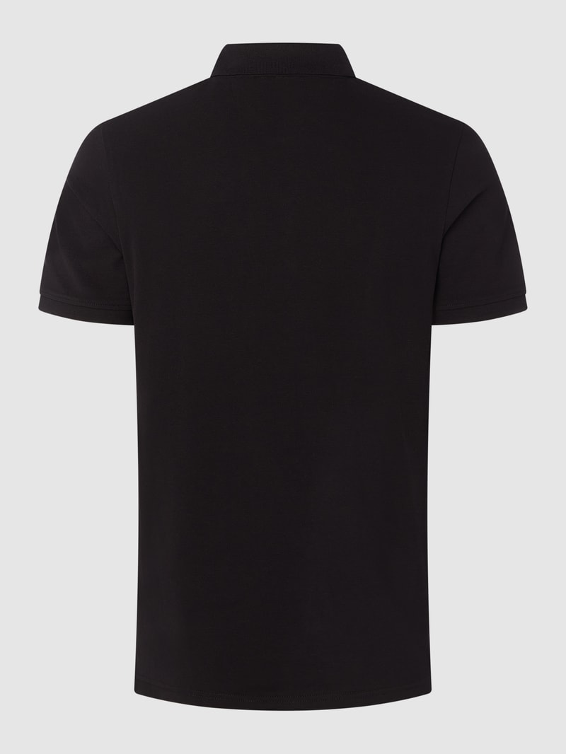 Poloshirt mit Logo-Stitching Modell 'Basic' in schwarz