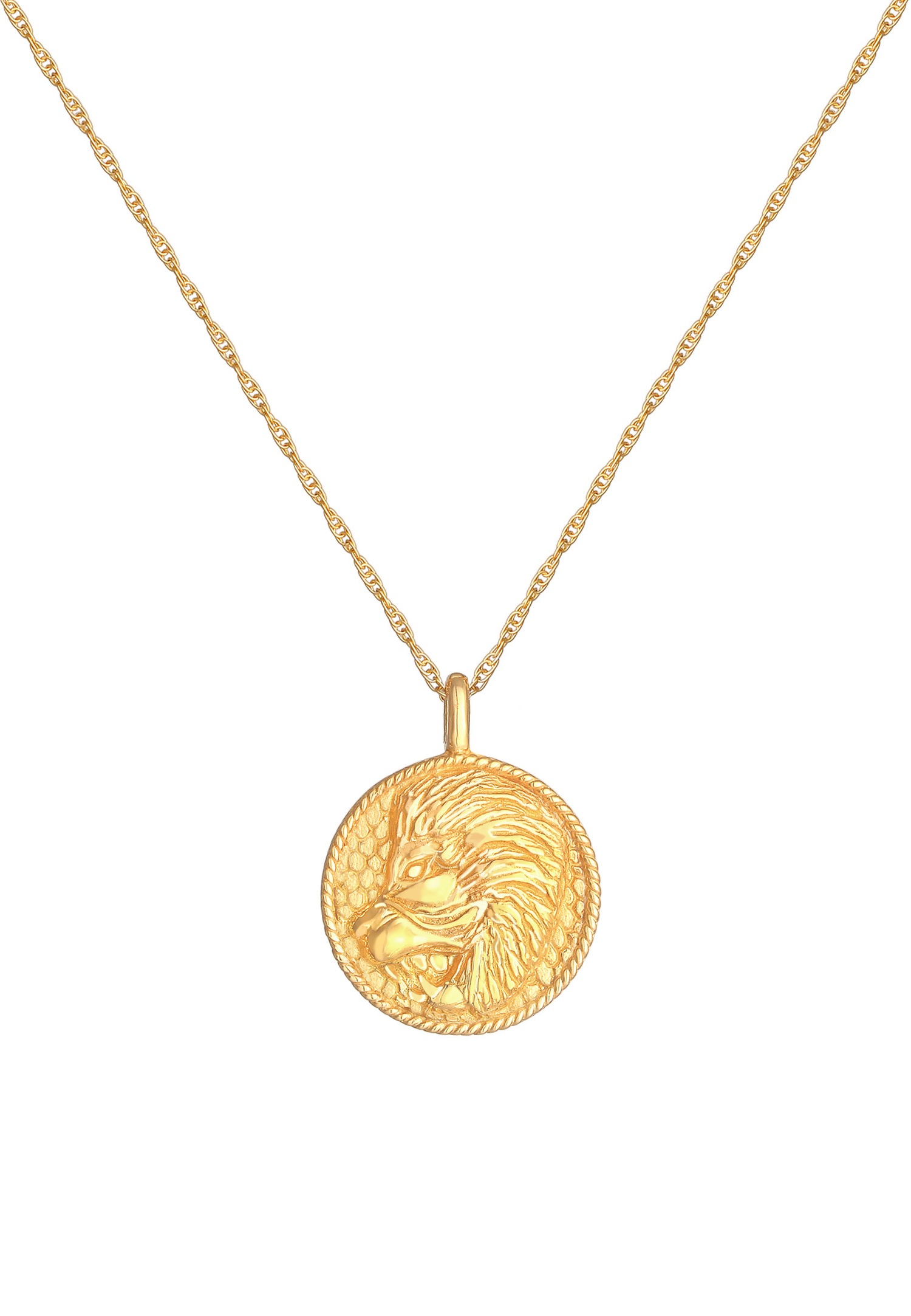 Elli Antique 925 Sterling Silver Leo Trend Astro Female Zodiac Coin