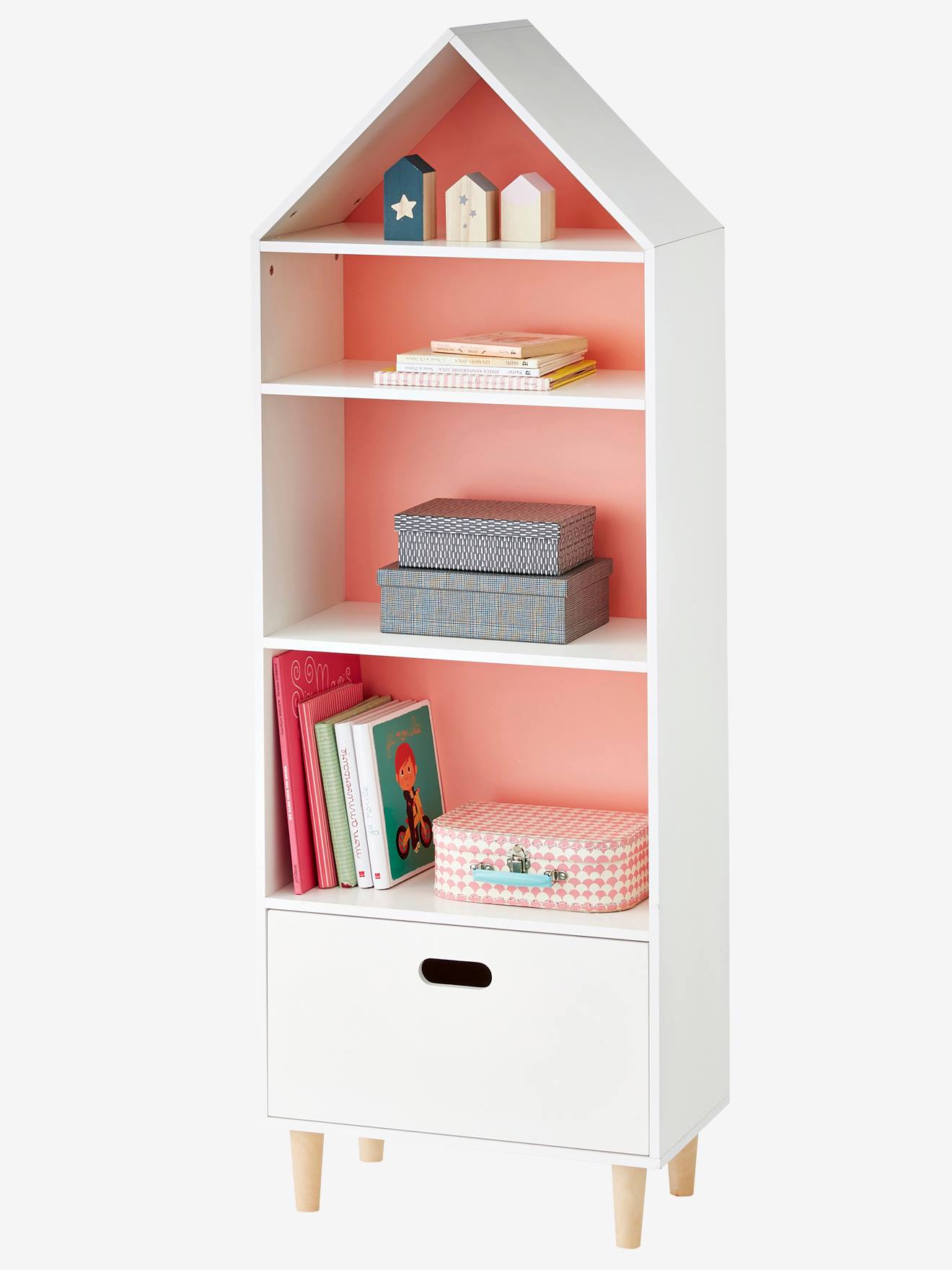 Vertbaudet Kinder Regalschrank MAISON, 5 Fächer - weiß