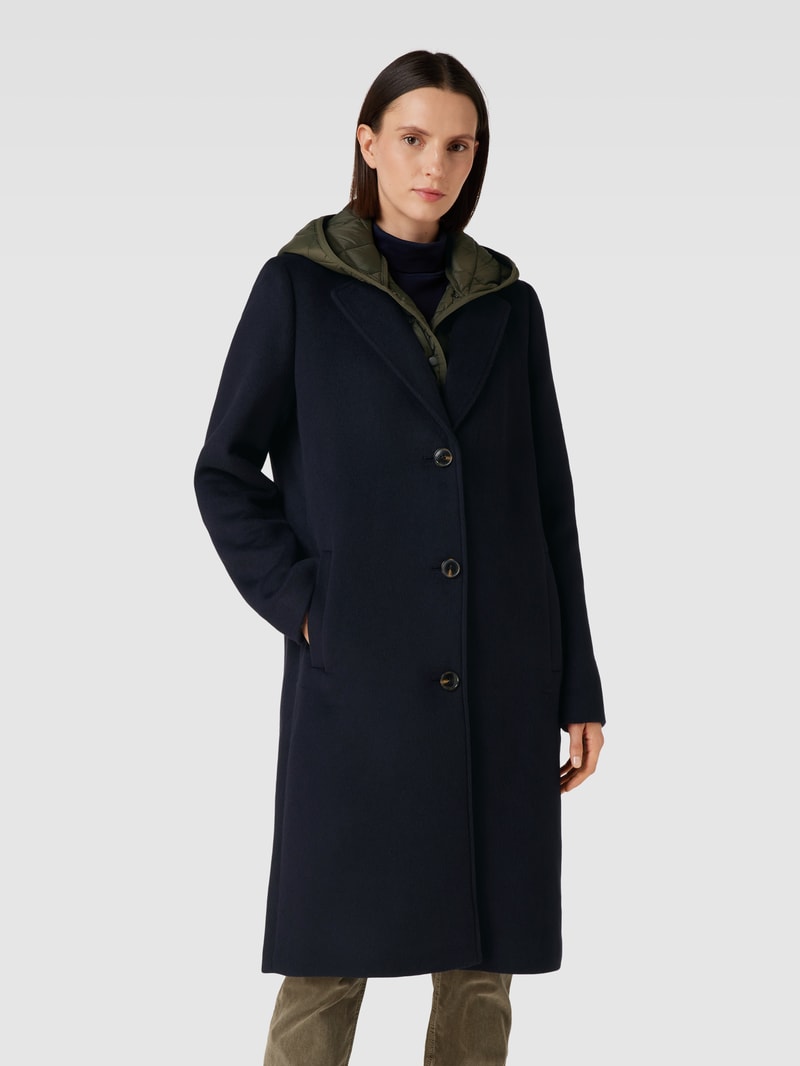 Mantel im Double-Layer-Look mit Eingrifftaschen in marineblau