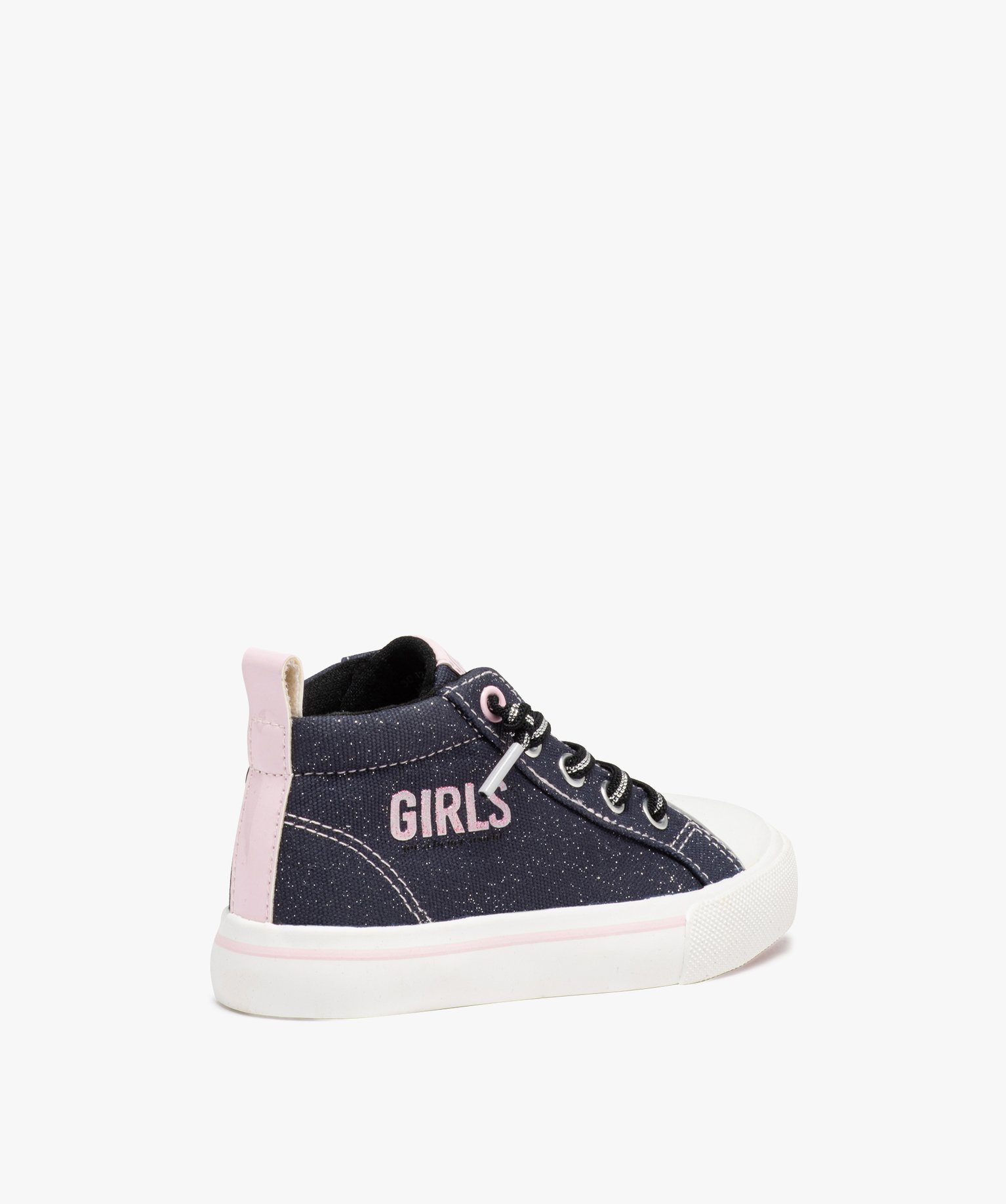 Baskets fille montantes déperlantes pailletée à lacets é... noir | GEMO
