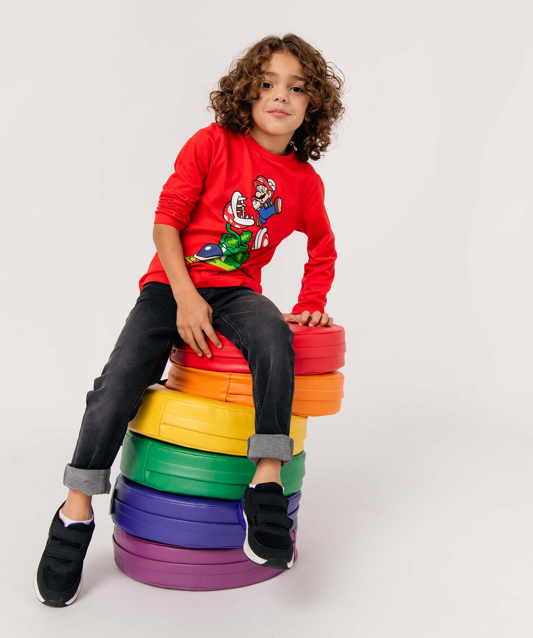 Tee-shirt Garçon avec large motif coloré - Super Mario rouge | GEMO