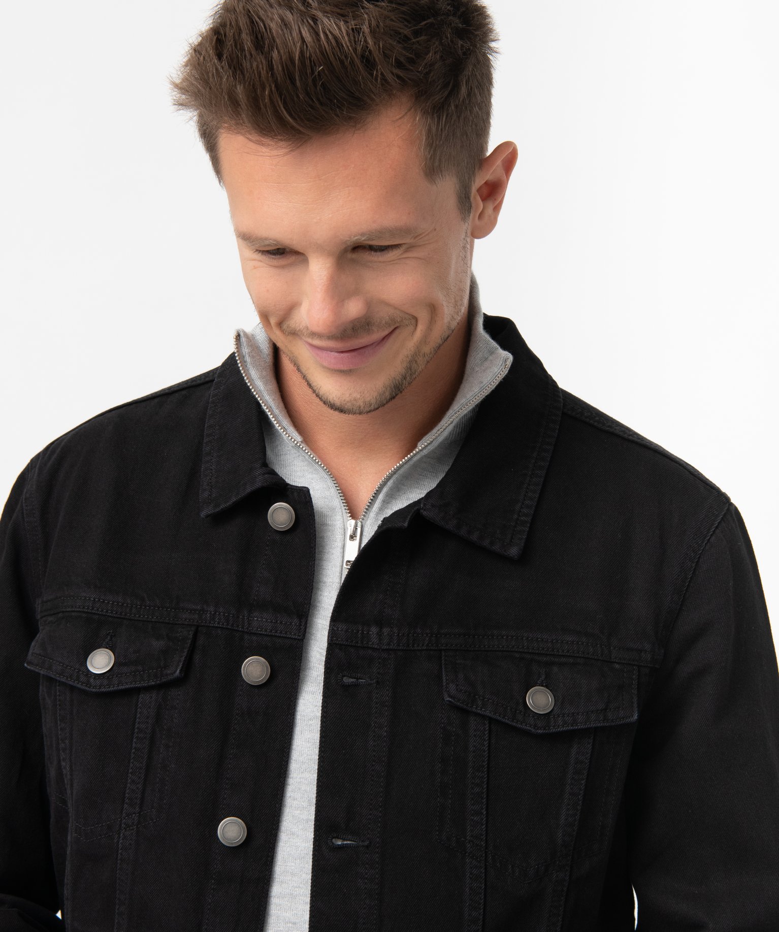 Veste en jean homme coupe droite noir | GEMO