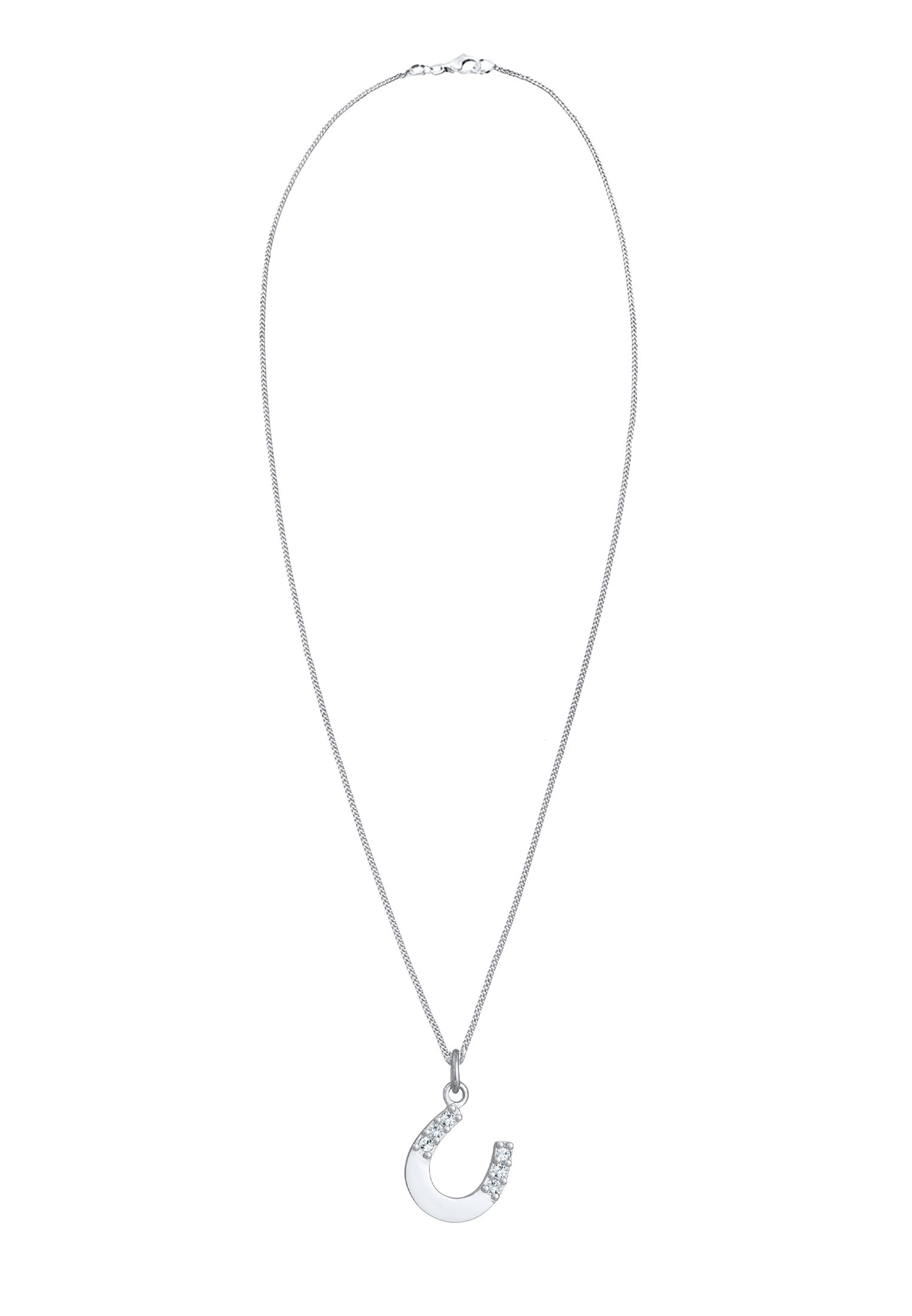 Elli Damen-Anhänger in schlichtem Hufeisenform mit Kristall aus 925er Sterlingsilber