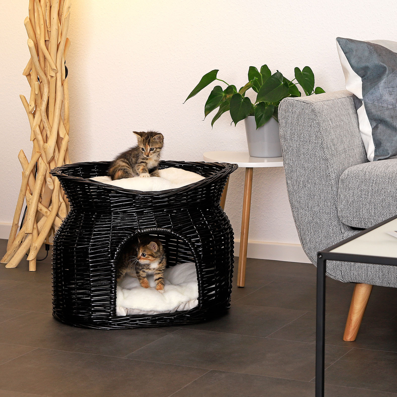 Lionto Katzenbetten & Katzensofas Lionto Weidenkorb für Katze schwarz