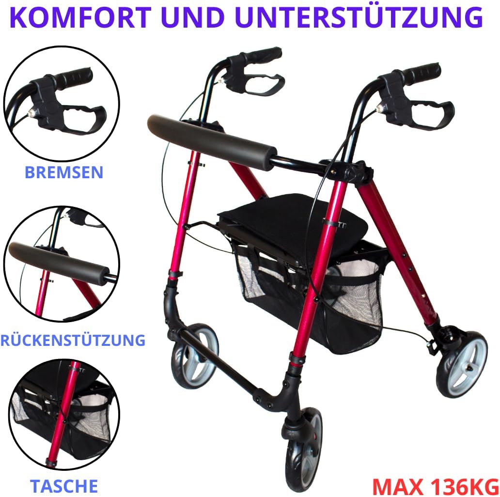ANTAR Aluminium Rollator rot AT51112 R
