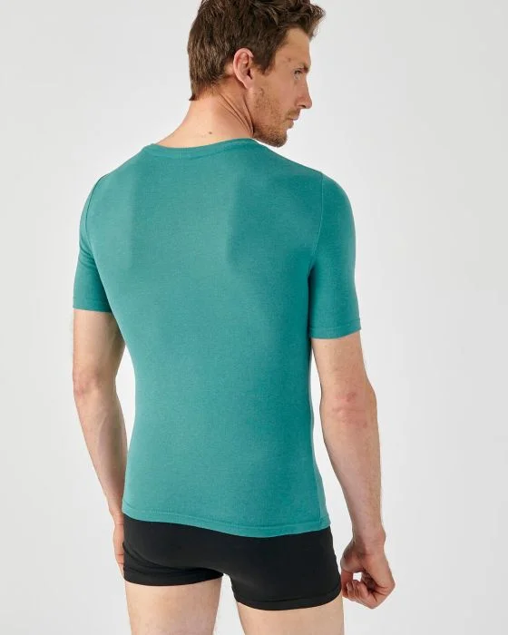 T-shirt col V fine côte Thermolactyl Sensitive, manches courtes