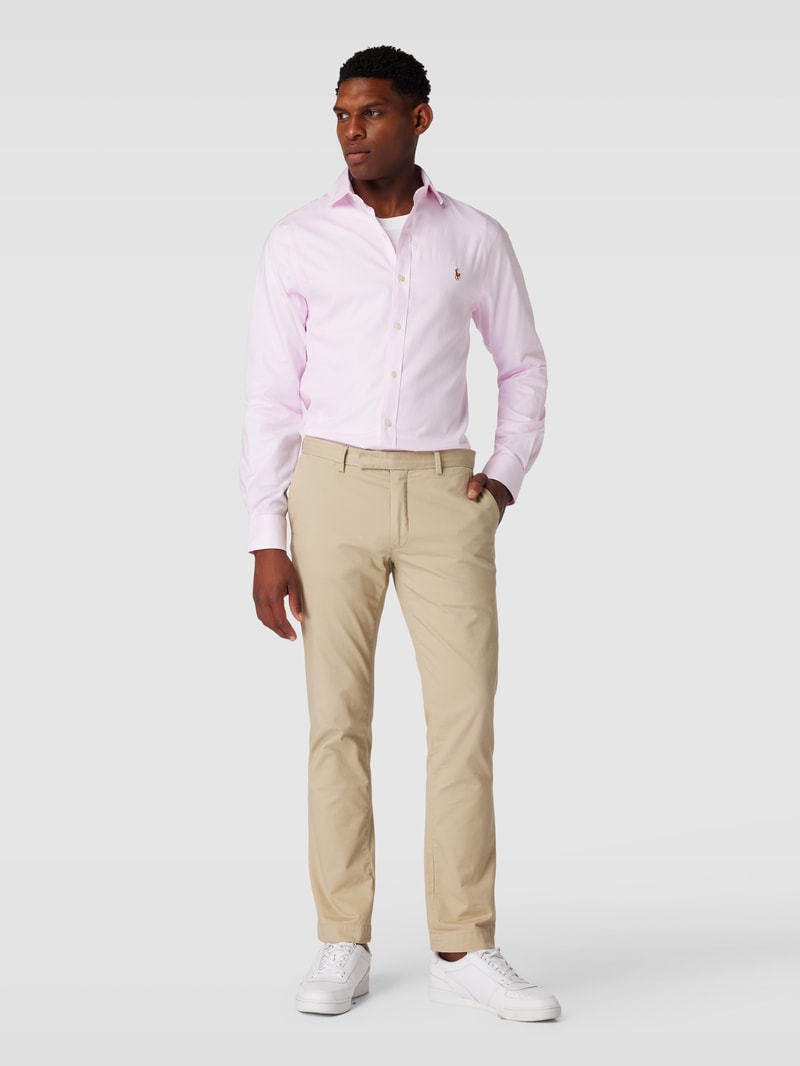 Slim Fit Business-Hemd mit Label-Stitching in rot
