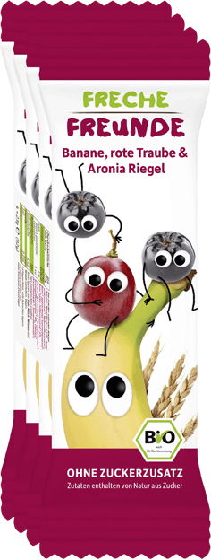 Freche Freunde Bio Fruchtriegel Banane, Rote Traube & Aronia