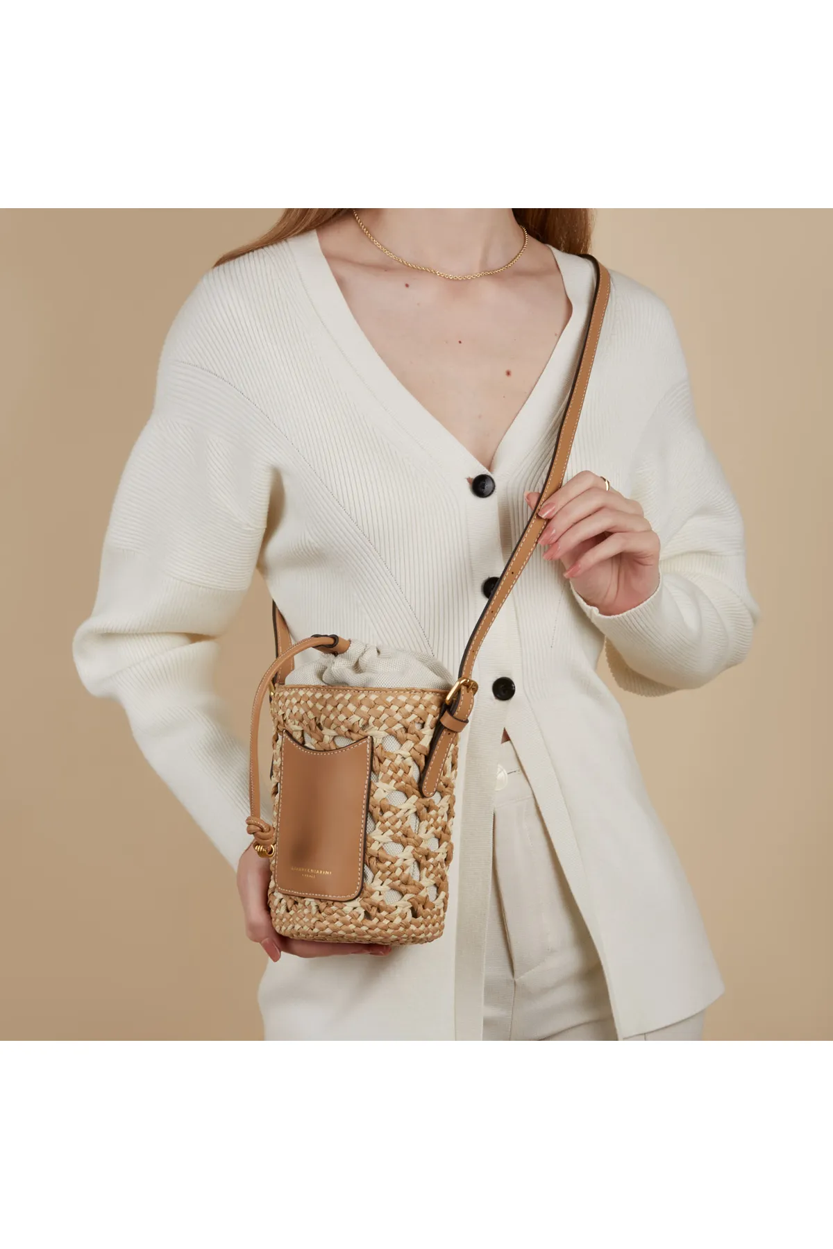 GIANNI CHIARINI  Damen Umhängetasche Beige Bs-10730-straw-pl-11130