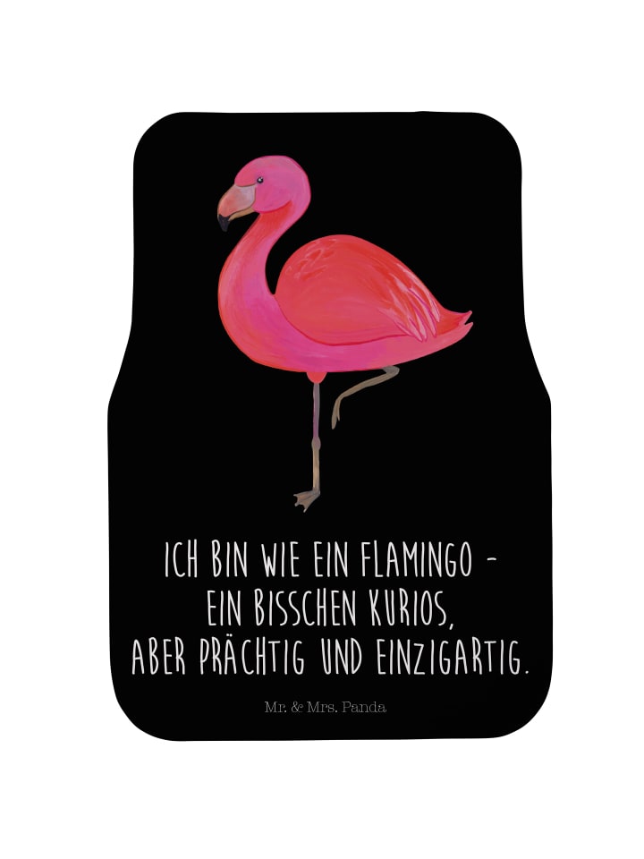 Mr. & Mrs. Panda Fahrer Autofußmatte Flamingo Classic mit Spruch in Schwarz günstig kaufen onesize