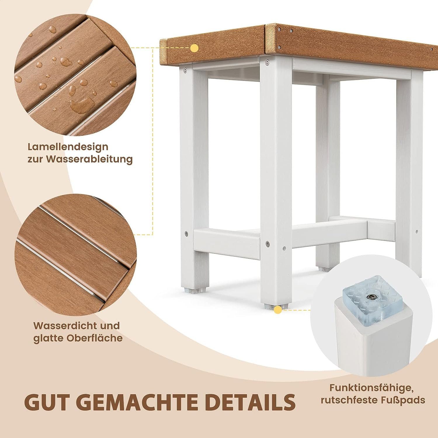 KOMFOTTEU Duschhocker 2-stufige Duschbank, mit Ablage, 46 x 32 x 49 cm