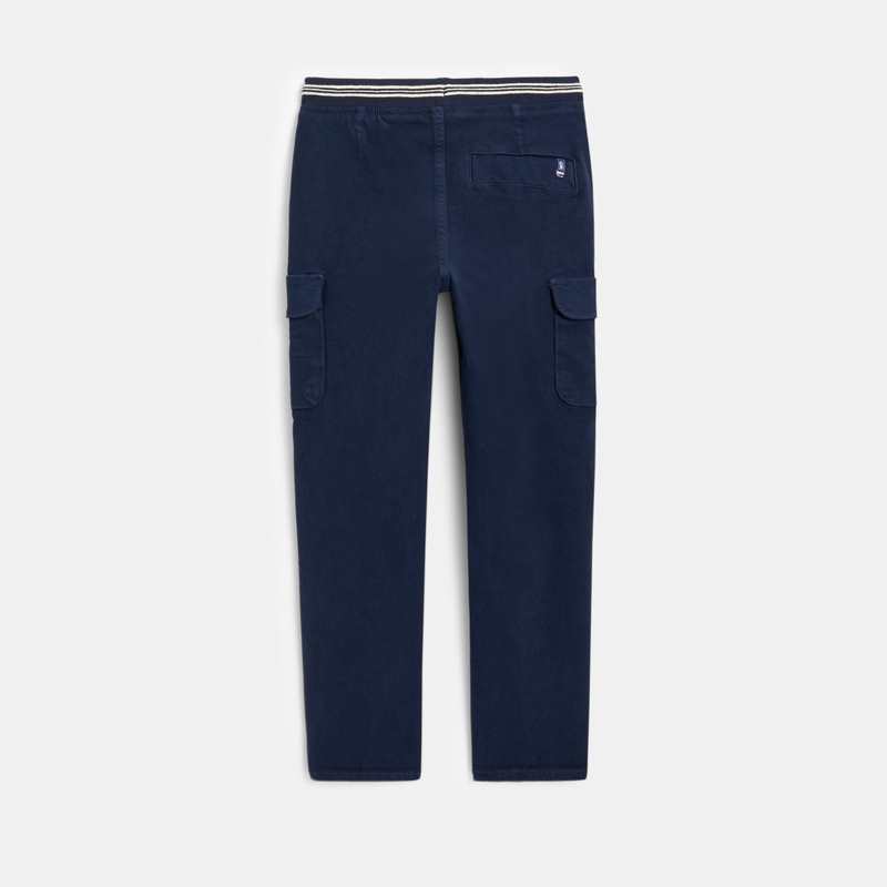 Pantalon cargo en toile unie bleu garçon