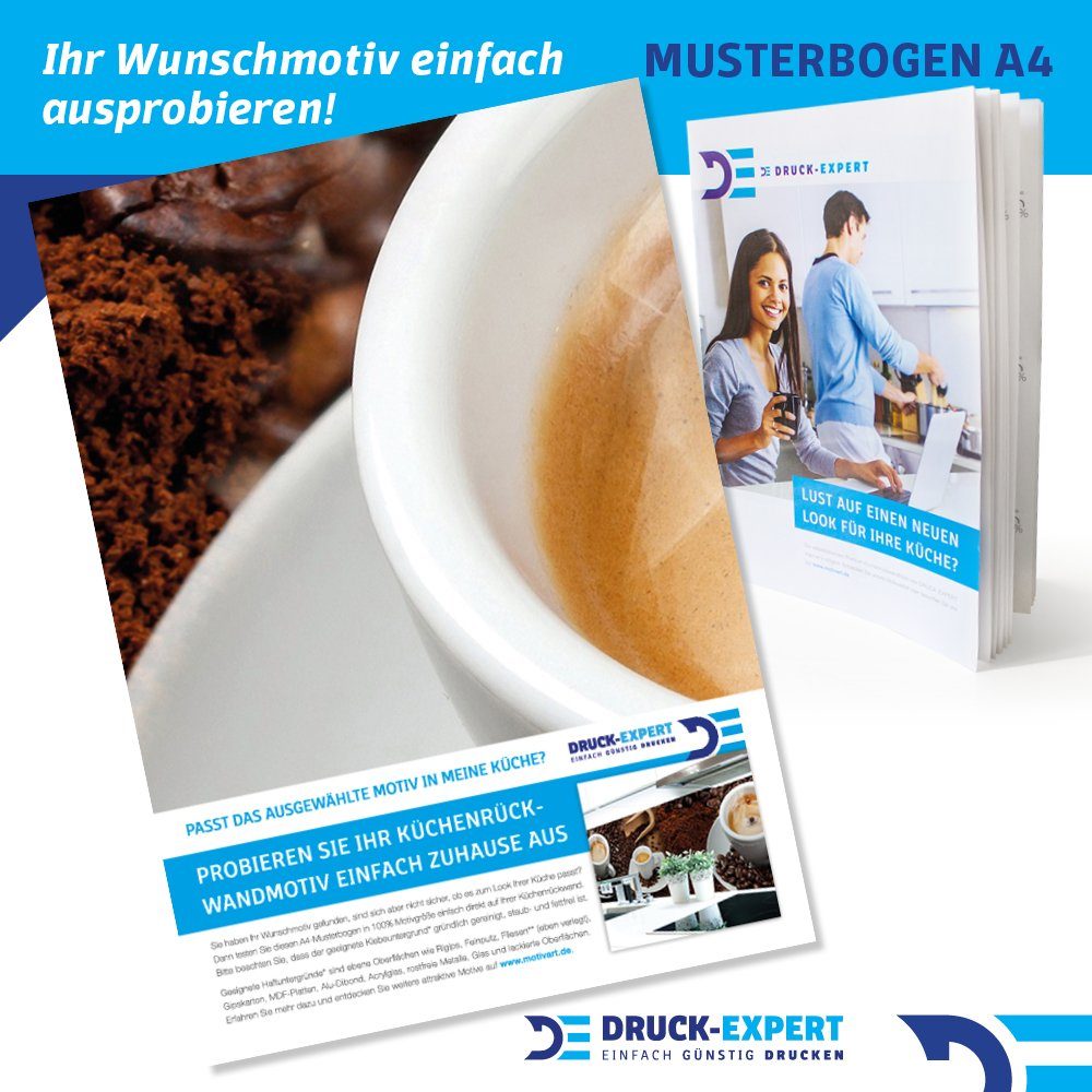 DRUCK-EXPERT Küchenrückwand Küchenrückwand Kaffee Mix Premium Hart-PVC 0,4 mm selbstklebend