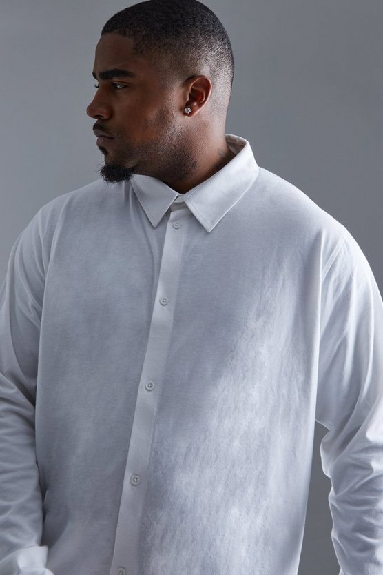 Plus langärmliges Jersey-Hemd