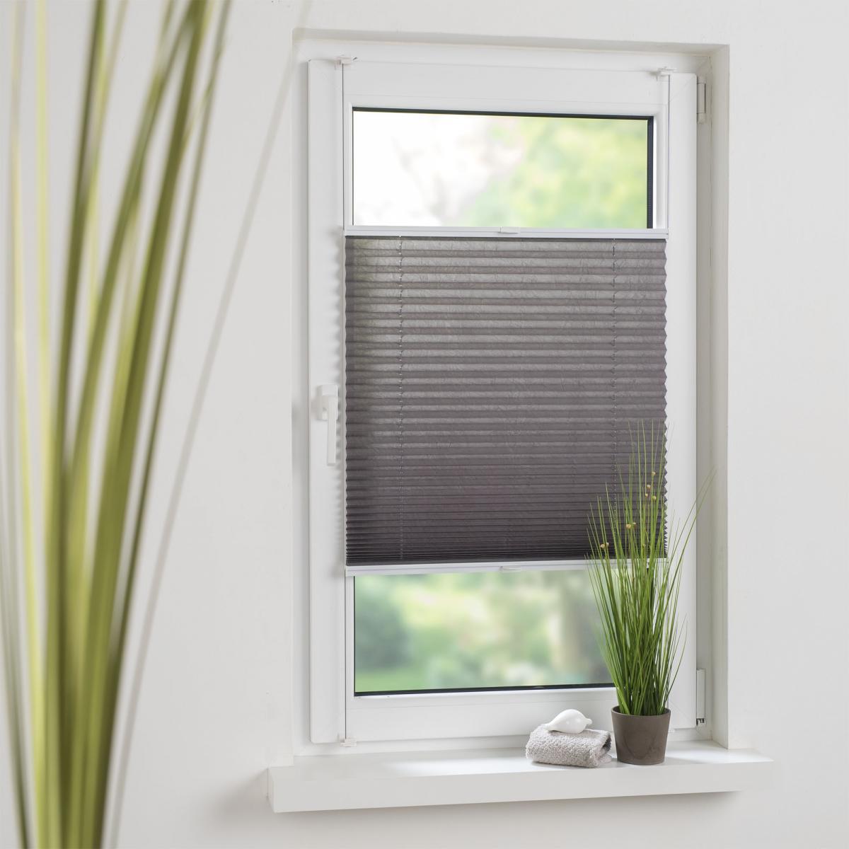 Bella Casa Klemmfix Plissee verspannt 80 x 220 cm grau